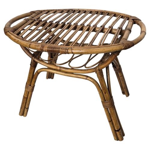 Italian Bohemian French Riviera Bamboo Rattan Oval Coffee Table, 1960s For Sale - Image 10 of 10