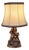 Vintage Figurative Table Lamp in Brown Ceramic with Original Fabric Shade, 1980s For Sale