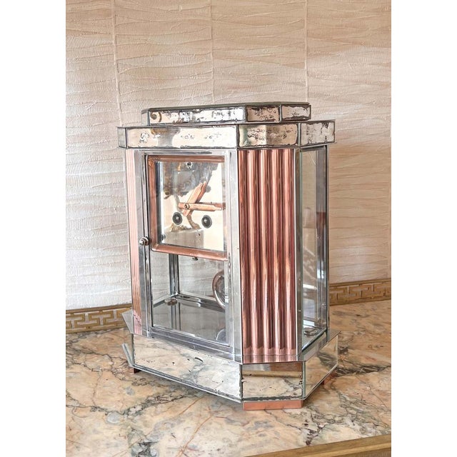 Silver Art Deco Pendulum in Chrome and Mirror Glass, 1930s For Sale - Image 8 of 18