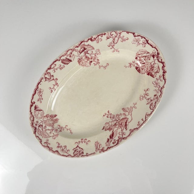 Oval Pink Earthenware Fontainebleau Serving Platter from KG Lunéville, 19th Century For Sale - Image 6 of 11