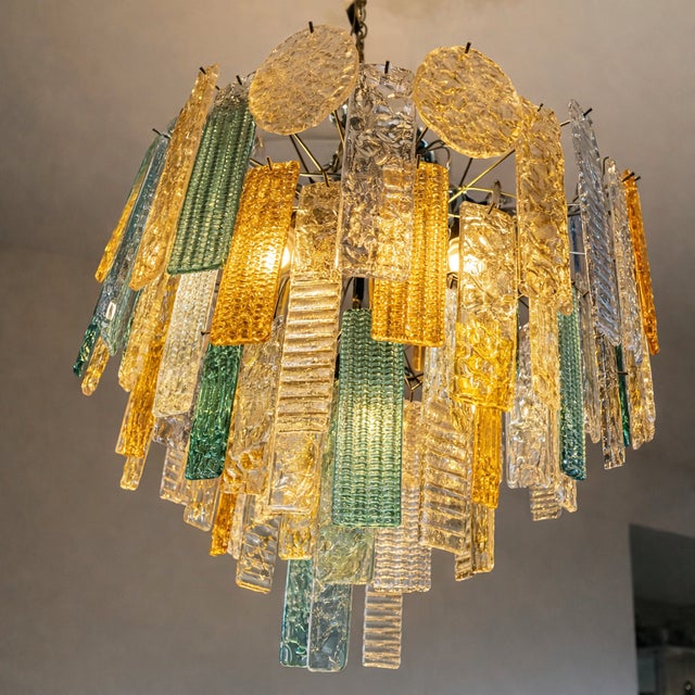Multicolors Strips “Listelli” Murano Glass Chandelier by Simoeng For Sale - Image 6 of 9
