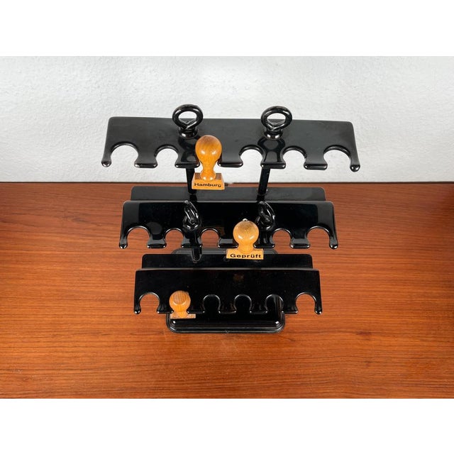 Mid-Century German Metal Office Rubber Stamp Holder and 3 Stamps, 1960s, Set of 4 For Sale - Image 5 of 18