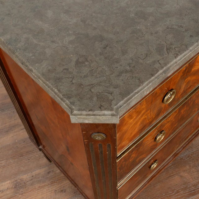 Mid 19th Century Mahogany Chest of Three Drawers With Marble Top, Sweden Circa 1820-40 For Sale - Image 5 of 12