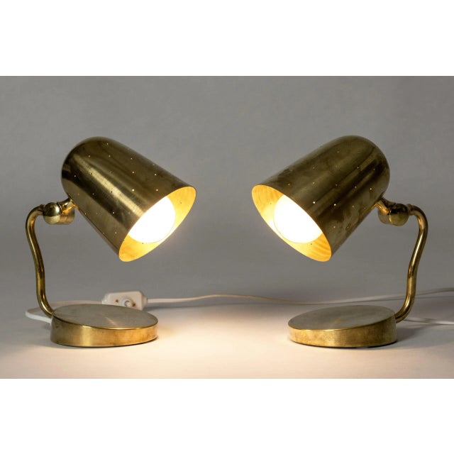 Metal Mid-Century Brass Table or Wall Lights from Boréns, 1950s, Set of 2 For Sale - Image 7 of 9