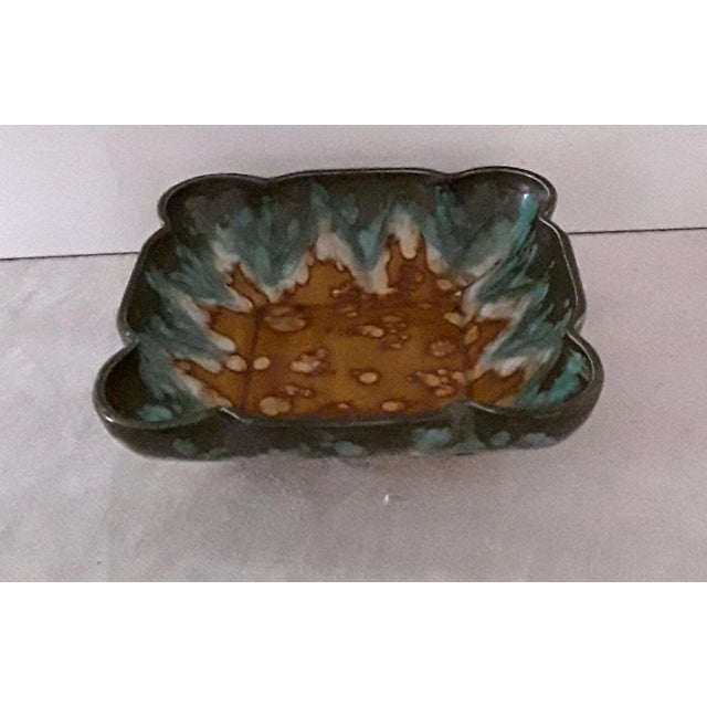 Vintage Art Deco Square Ceramic Fruit Bowl from Jaspe Longwy, France For Sale - Image 3 of 5