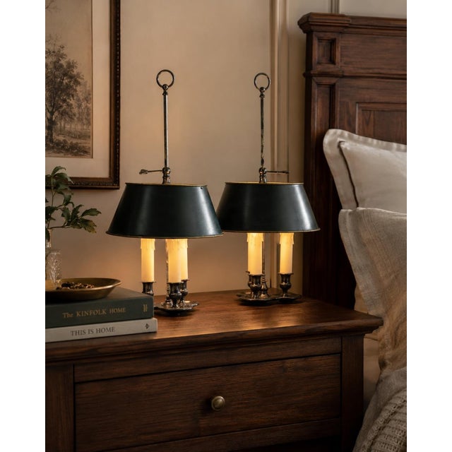 French Bouillotte Lamps in Silvered Metal, 1940s, Set of 2 For Sale - Image 17 of 18