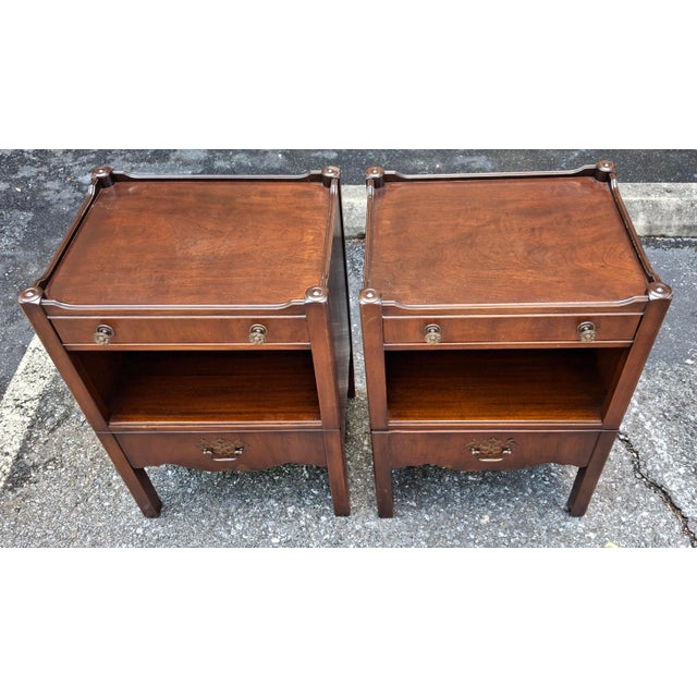 Pair Kittinger Mahogany Nesting Step Bedside Tables For Sale - Image 12 of 18