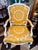 Pair of Vintage Italian Painted Bergere Chairs Upholstered in Yellow and White Linen For Sale - Image 11 of 12