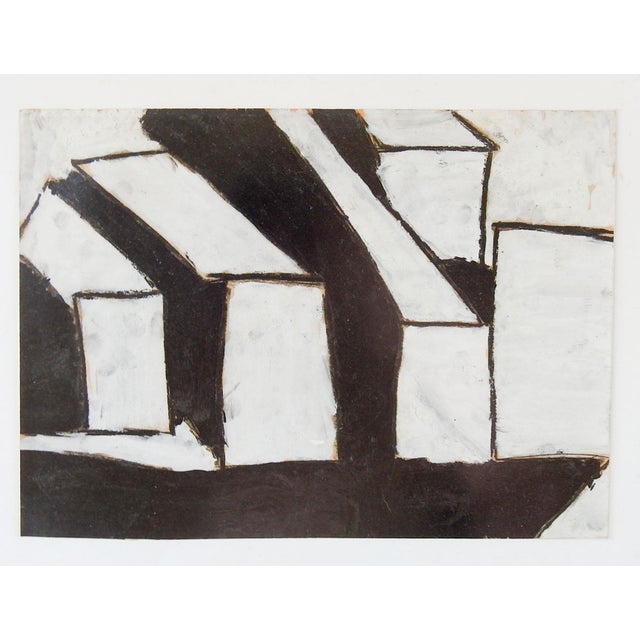Vintage Mid Century Abstract Black & White Geometric Painting Chairish
