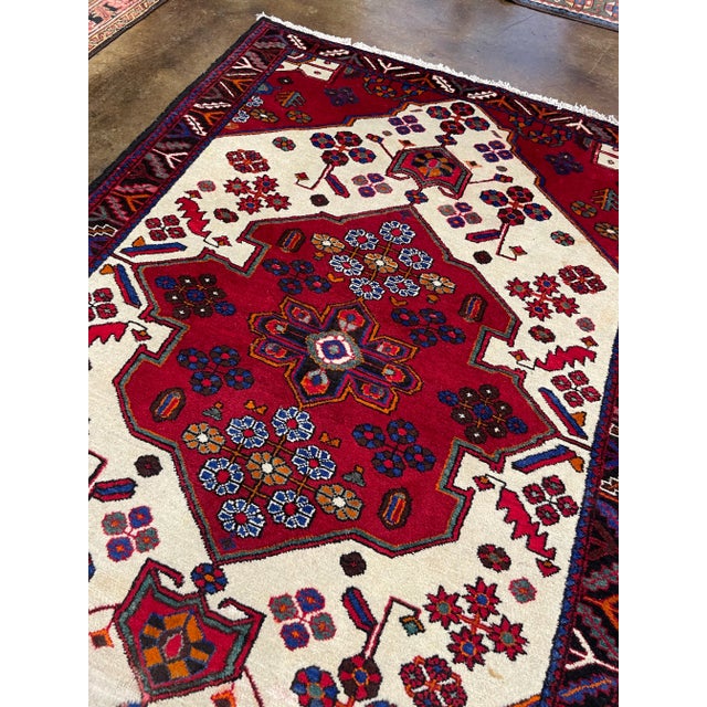 1990s Old Persian Hamedan Area Rug 4'4" X 6'7" For Sale In Dallas - Image 6 of 7