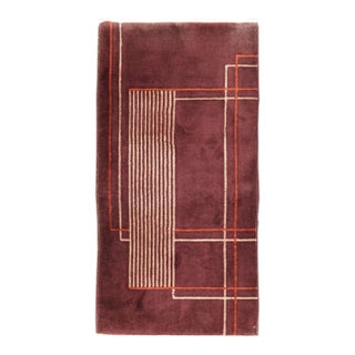 Galerie Shabab Collection Mid-20th Century Handmade Chinese Art Deco Throw Rug For Sale