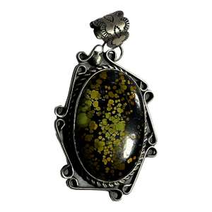 1990sBlackjack Turquoise Sterling Silver Pendant, Signed and Stamped