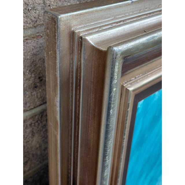 Teal Framed Signed Oil on Canvas Polo Player Painting For Sale - Image 8 of 14