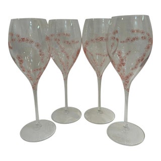 Early 2000’s Laurent-Perrier Cuvée Rose Cherry Blossom Champagne Glasses - a Set of 4 For Sale