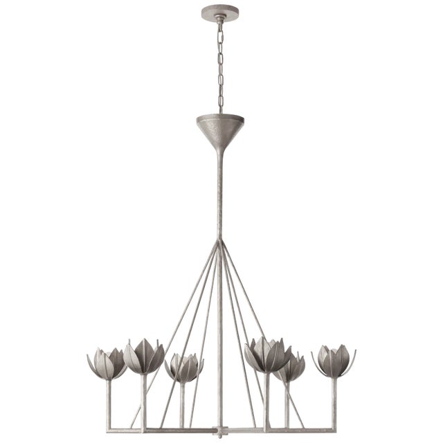 Alberto Large Single Tier Chandelier in Burnished Silver Leaf Designer: Julie Neill Canopy: 5.5" Round Mounting: Chain...