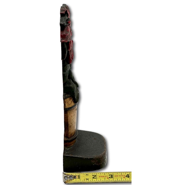 Rare & Hard to Find Antique American Poinsetta Flower Pot Cast Iron Doorstop - Circa 1920s For Sale - Image 12 of 12