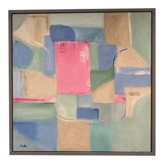 Large Bright Abstract, Pink Door, by Christine Frisbee For Sale