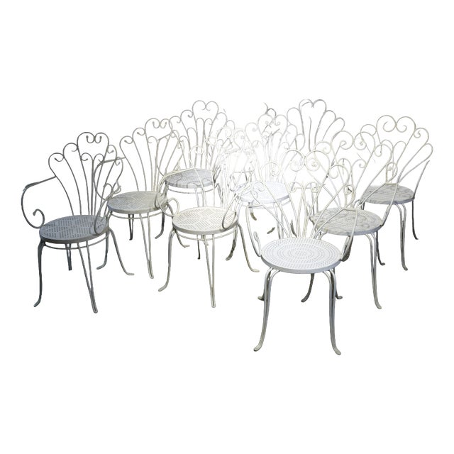 Mid-Century Modern Wrought Iron Garden Chairs by Lio Carminati, 1950s, Set of 10 For Sale