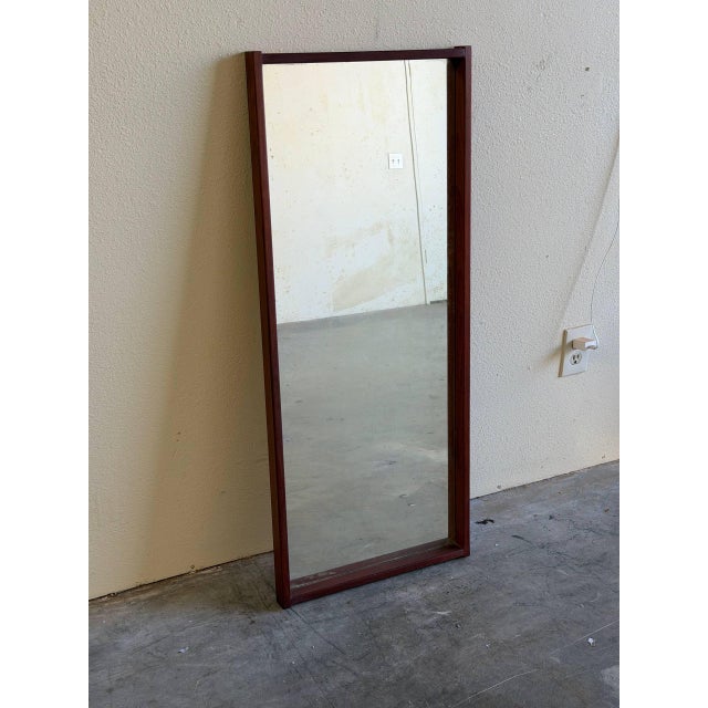 Vintage Danish Modern Teak Wall Mirror – Mid Century Scandinavian Design 1960s For Sale In Los Angeles - Image 6 of 9