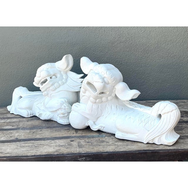 Mid-Century Modern Vintage Cast Concrete Foo Dogs - Set of 2 For Sale - Image 3 of 12