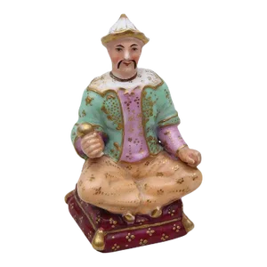Antique French 19th Century Old Paris Porcelain Scent Perfume Bottle Chinese Man Figure