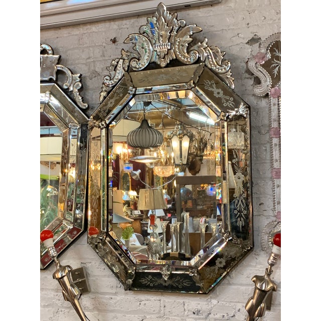 Hollywood Regency Glass Etched and Beveled Wall Mirror Chairish