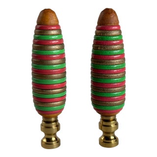 Wood Pinecone Lamp Finials - a Pair For Sale