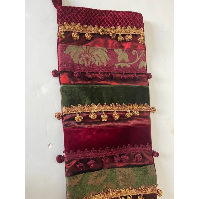 1970s 1970s Extra Large Velvet Brocade Christmas Stocking With Pockets For Sale - Image 5 of 6