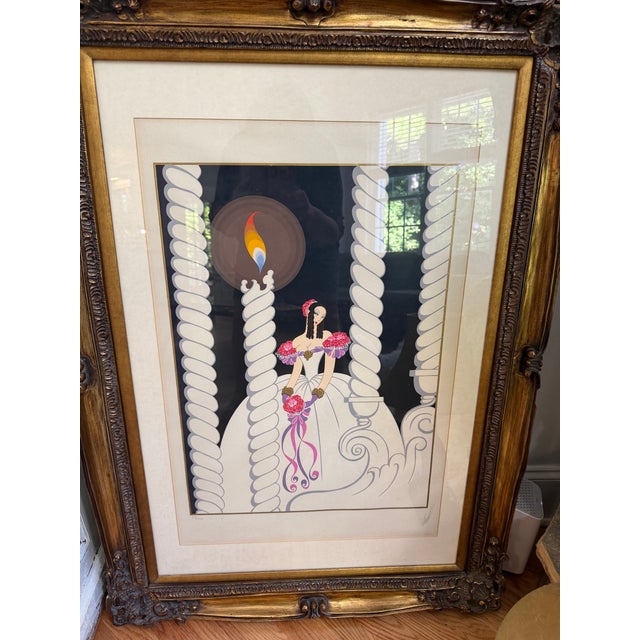 White 1980s Erté "La Traviata" Signed & Numbered Limited Edition Serigraph in Ornate Gilt Frame For Sale - Image 8 of 9