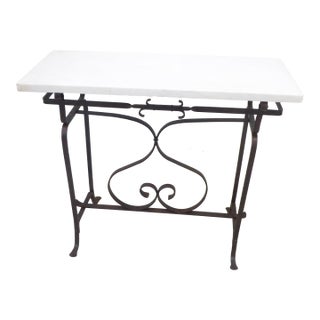 Vintage Iron & Marble Garden Table For Sale