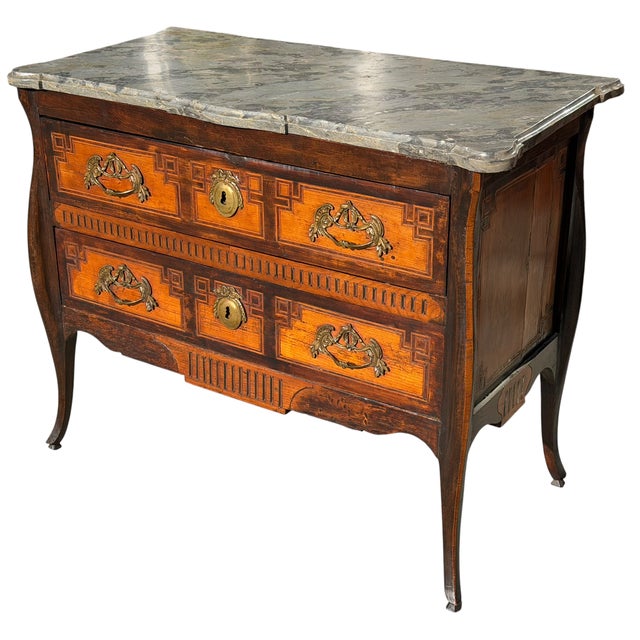 Antique 18th C Swedish Marble Top Fruitwood Chest of Drawers Commode For Sale - Image 4 of 4