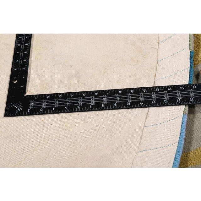 Sky Blue Vintage Chinese Hooked Rug, 09'01 X 09'01 For Sale - Image 8 of 11