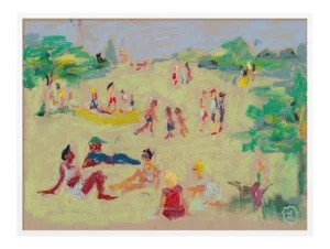 In the Park by Happy Menocal in White Frame, XS Art Print