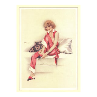 1930 French Art Deco Lithograph-Nude by Suzanne Muenier, Matted For Sale