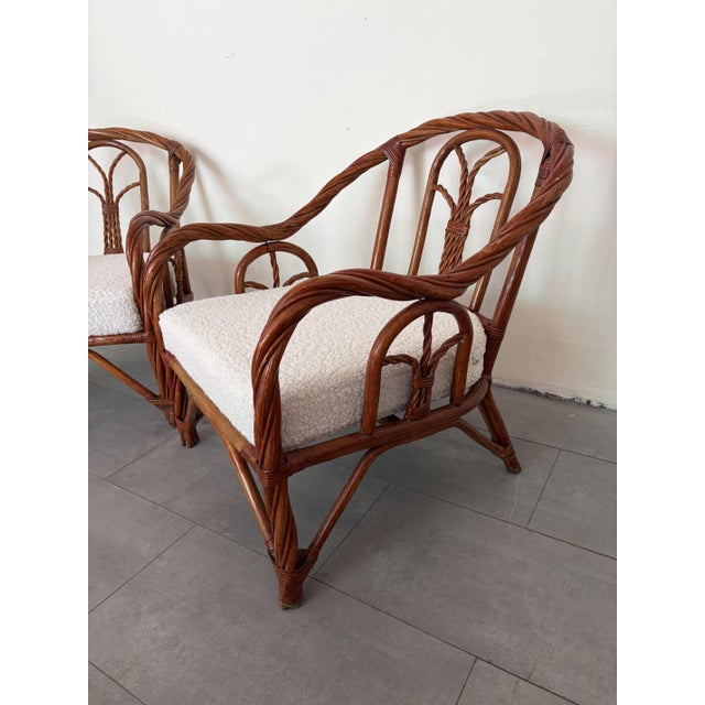 Twisted Rattan Armchairs, 1970s, Set of 2 For Sale - Image 12 of 14