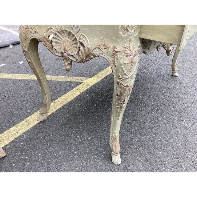 French Vintage Rococo Painted Console Table For Sale - Image 9 of 10