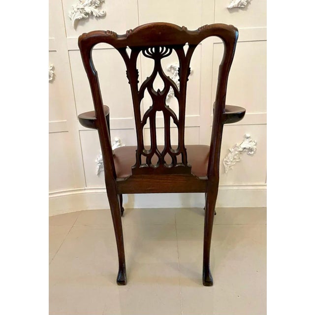 Antique Victorian Carved Mahogany Desk Chair For Sale - Image 9 of 16