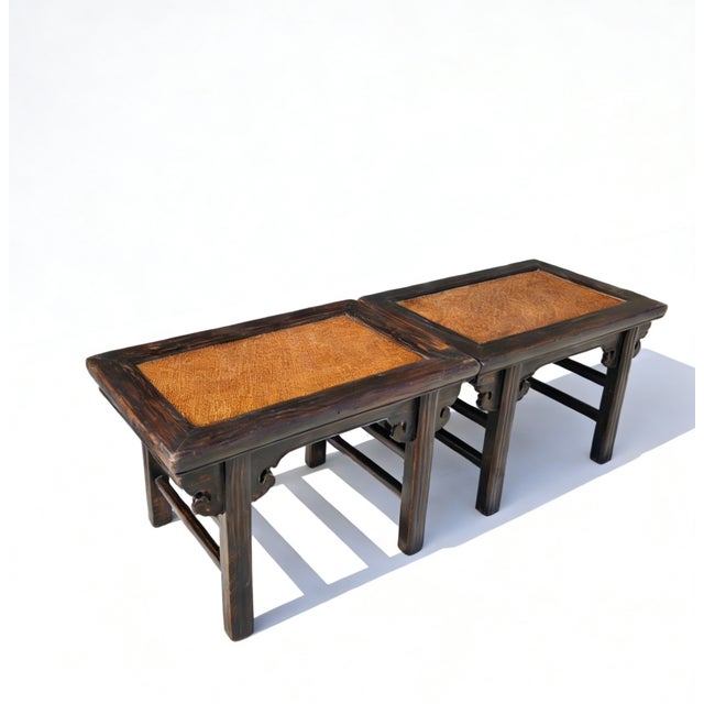 Chinese Pair of 19th Century Elm Side Tables For Sale - Image 3 of 3