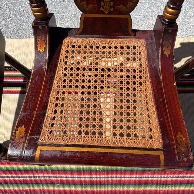 Antique Set of Four Federal Baltimore Style Paint Decorated Cane Seat Chairs, Circa 1820s For Sale - Image 9 of 12