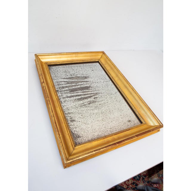 Antique Louis Philippe Rectangular Gilt Wood and Mercury Glass Mirror, 1830s For Sale - Image 3 of 9