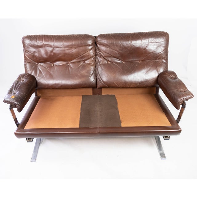 2-Seater Sofa in Patinated Brown Leather by Arne Norell, 1970s For Sale - Image 16 of 18