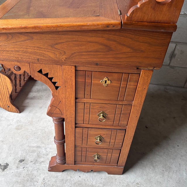 1900-1909 Victorian Davenport Slant Top Desk For Sale - Image 4 of 10