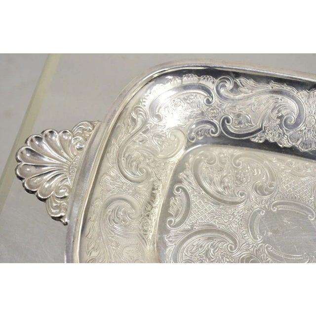 Vintage Barker Ellis England Epca Silver Plated Shell Handle Etched Candy Dish - a Pair For Sale - Image 4 of 10