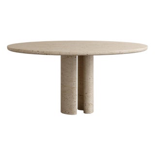 Roman Dining Table III in Roman Travertine by Paloma Editions For Sale