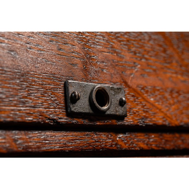 Antique Oak Filing Cabinet With Japanned Hardware For Sale - Image 9 of 17