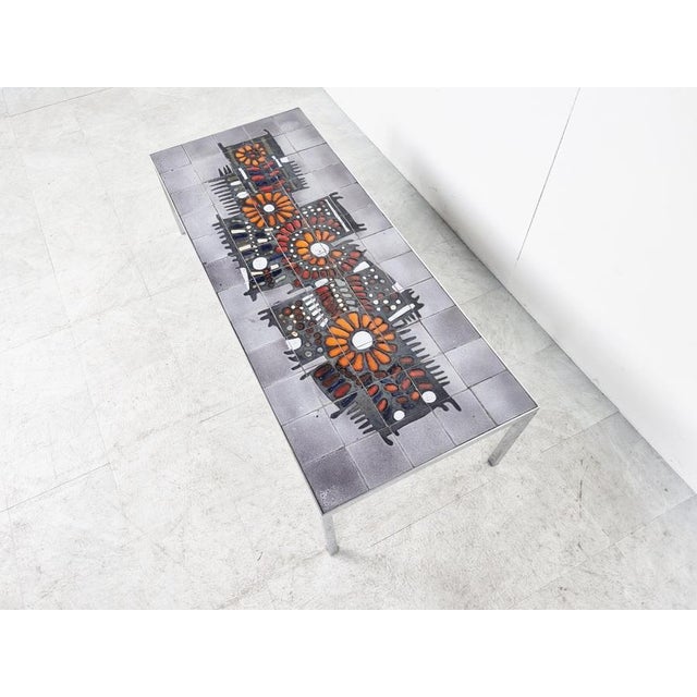 Ceramic Vintage Ceramic Coffee Table attributed to Perignem, 1960s For Sale - Image 7 of 11