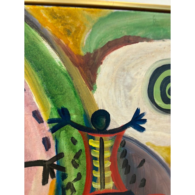 Mid 20th Century Colorful Abstract Expressionist Painting Attributed to Alan Davis For Sale - Image 5 of 8