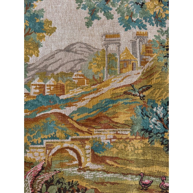 French Verdure Mid-20th C Reproduction Tapestry Wall Hanging For Sale In Sacramento - Image 6 of 12