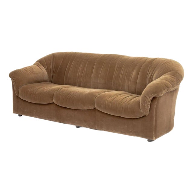 Italian Velvet Upholstered 3-Seat Sofa, 1970 For Sale