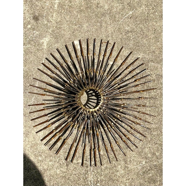 Mid 20th Century Vintage MCM Wrought Iron Sunburst For Sale - Image 5 of 12